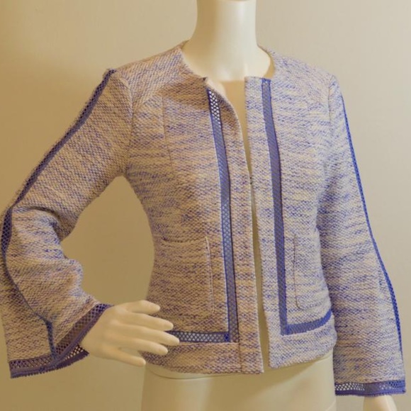 Nanette Lepore Light Blue New Graphic Tweed Jacket 🇺🇸 - Picture 8 of 10